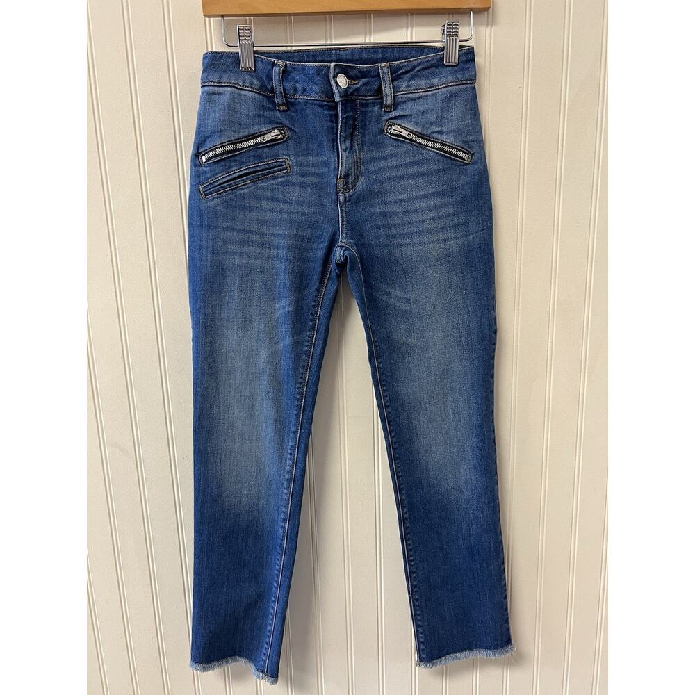 Zadig & Voltaire Ava Eco Denim Kick Flare Raw Hem Zip Detail Jeans Sz 25 - Picture 5 of 9